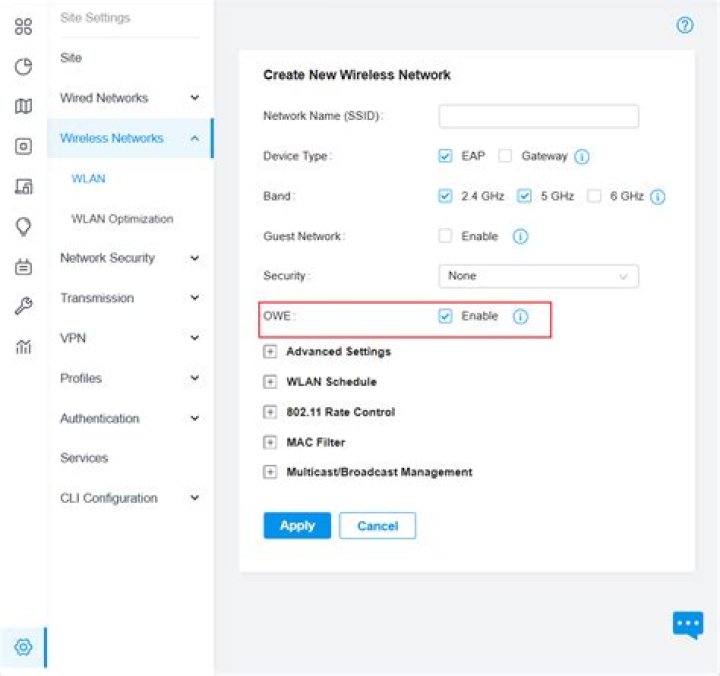 Configuring core settings after connecting winnoise